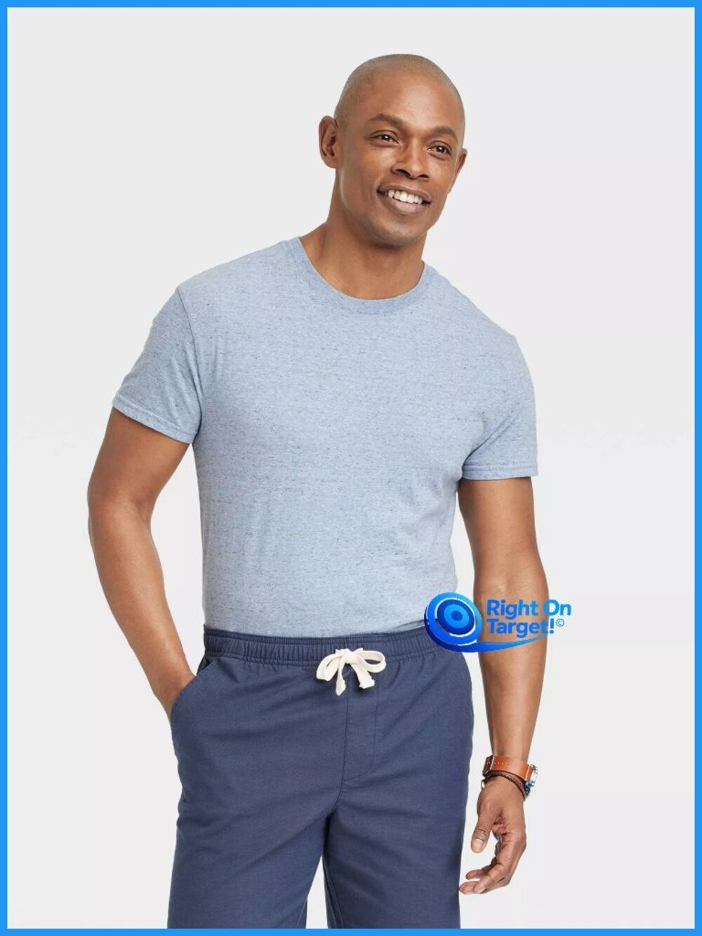 Small - Mens Standard Fit Short Sleeve Crewneck TShirt - Goodfellow - Light Blue